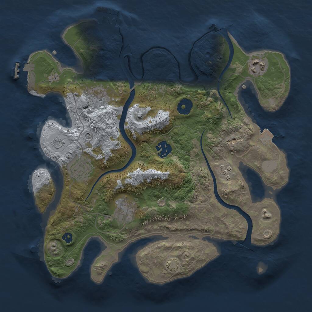 Rust Map: Procedural Map, Size: 3000, Seed: 1949978590, 12 Monuments