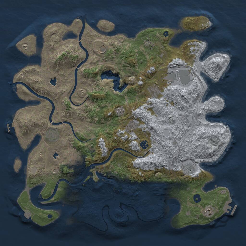 Rust Map: Procedural Map, Size: 4500, Seed: 844818422, 17 Monuments