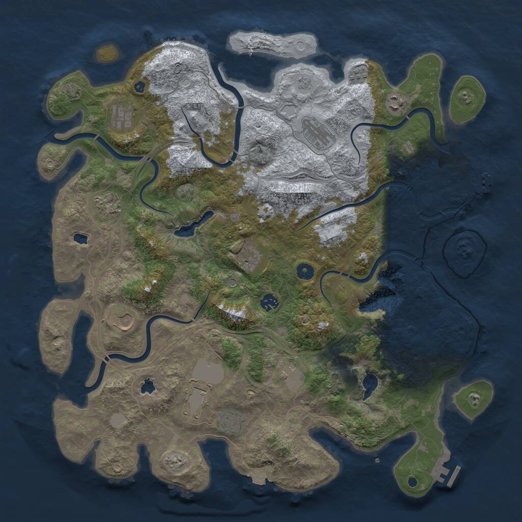 Rust Map: Procedural Map, Size: 4600, Seed: 1817489616, 17 Monuments