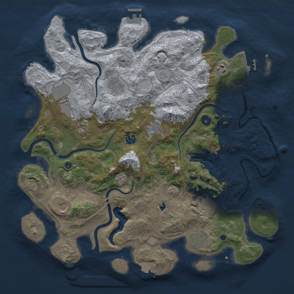Rust Map: Procedural Map, Size: 4250, Seed: 1335544044, 16 Monuments