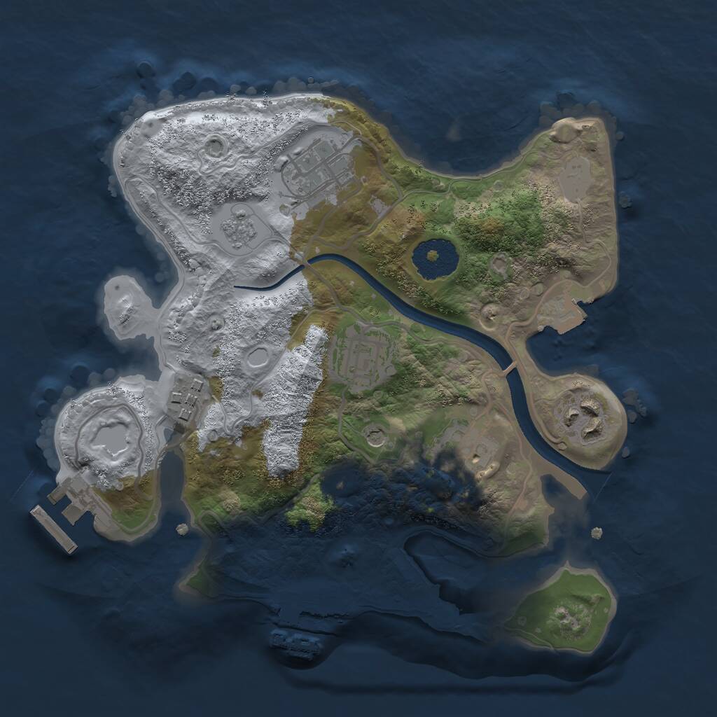 Rust Map: Procedural Map, Size: 2500, Seed: 2046481684, 10 Monuments