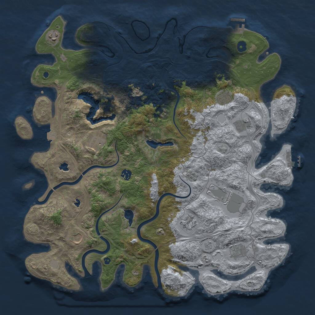 Rust Map: Procedural Map, Size: 4500, Seed: 288, 16 Monuments