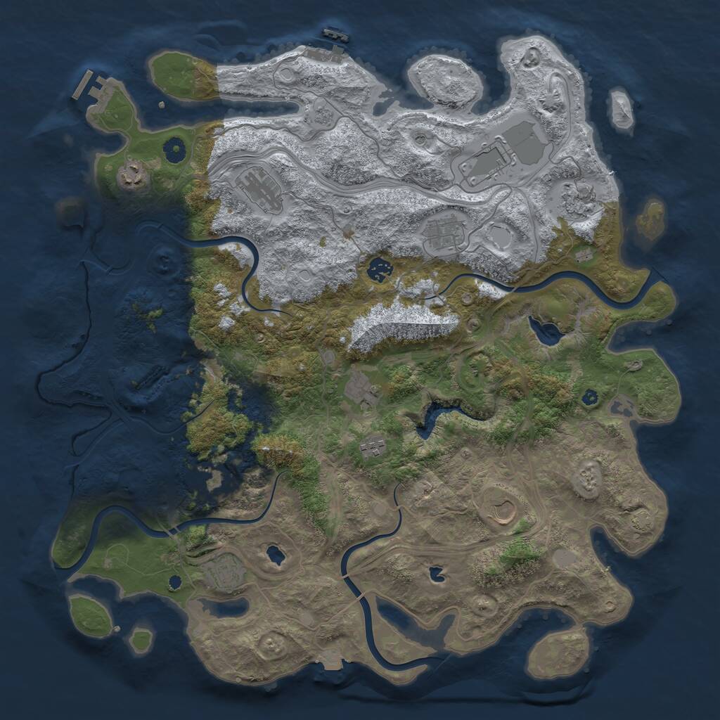 Rust Map: Procedural Map, Size: 4500, Seed: 199921634, 17 Monuments