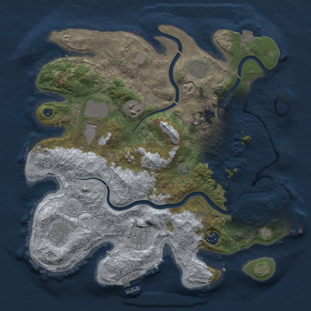 Rust Map: Procedural Map, Size: 3500, Seed: 2022531145, 14 Monuments