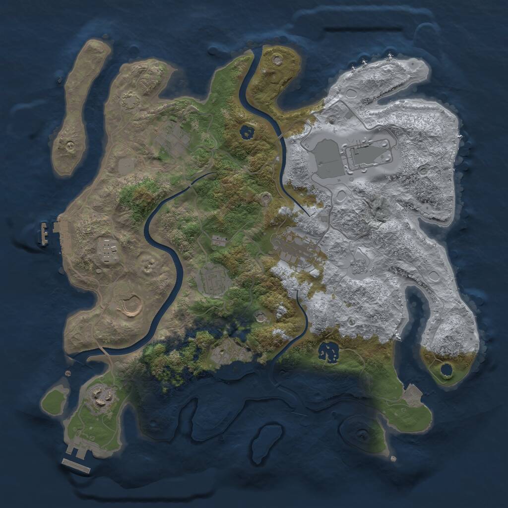 Rust Map: Procedural Map, Size: 3500, Seed: 500315540, 15 Monuments