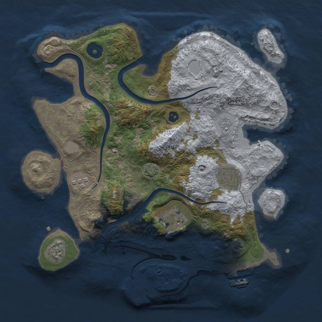 Rust Map: Procedural Map, Size: 3000, Seed: 379197103, 9 Monuments