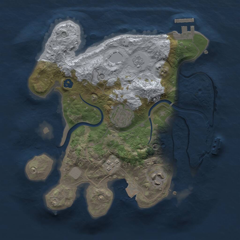 Rust Map: Procedural Map, Size: 2500, Seed: 58123, 8 Monuments