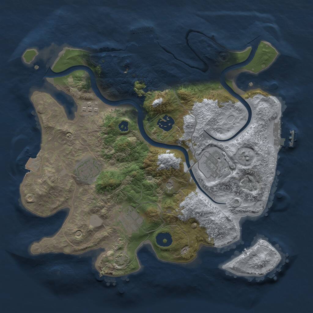 Rust Map: Procedural Map, Size: 3000, Seed: 2070060517, 10 Monuments