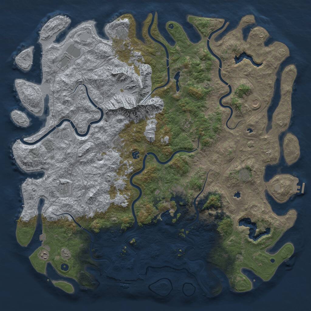 Rust Map: Procedural Map, Size: 6000, Seed: 1486435438, 17 Monuments