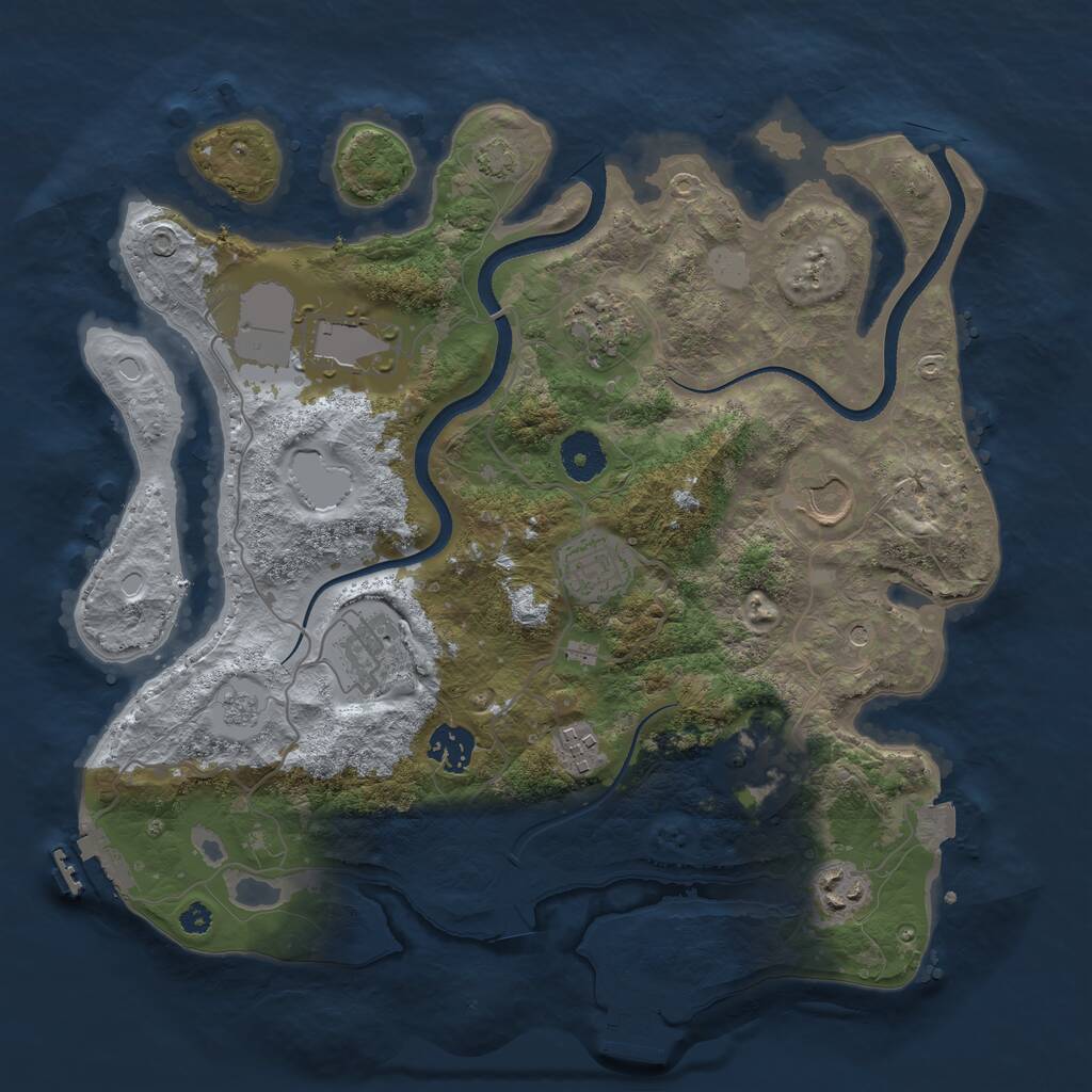 Rust Map: Procedural Map, Size: 3500, Seed: 1847392, 15 Monuments