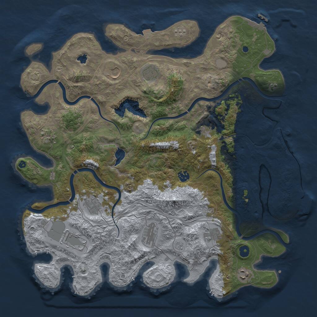 Rust Map: Procedural Map, Size: 4300, Seed: 13955, 17 Monuments