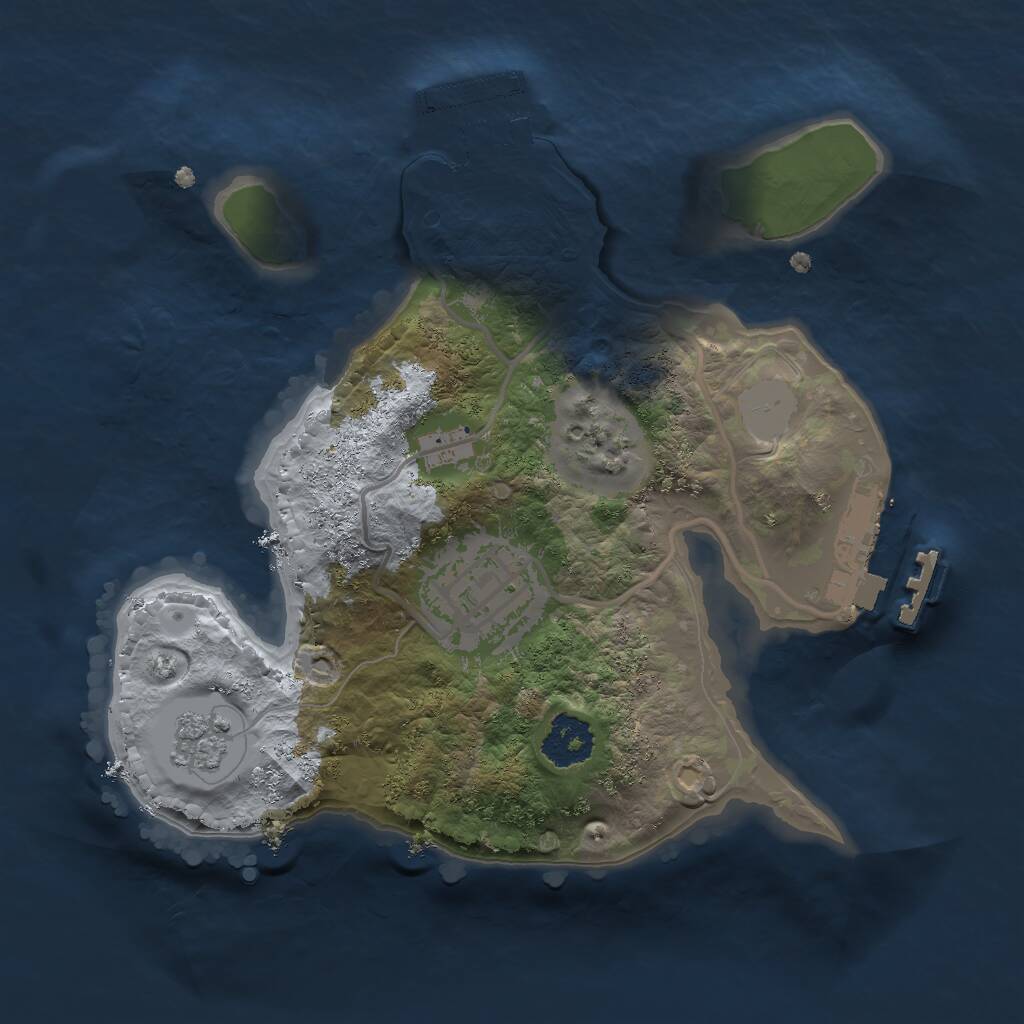 Rust Map: Procedural Map, Size: 2000, Seed: 1703531530, 5 Monuments