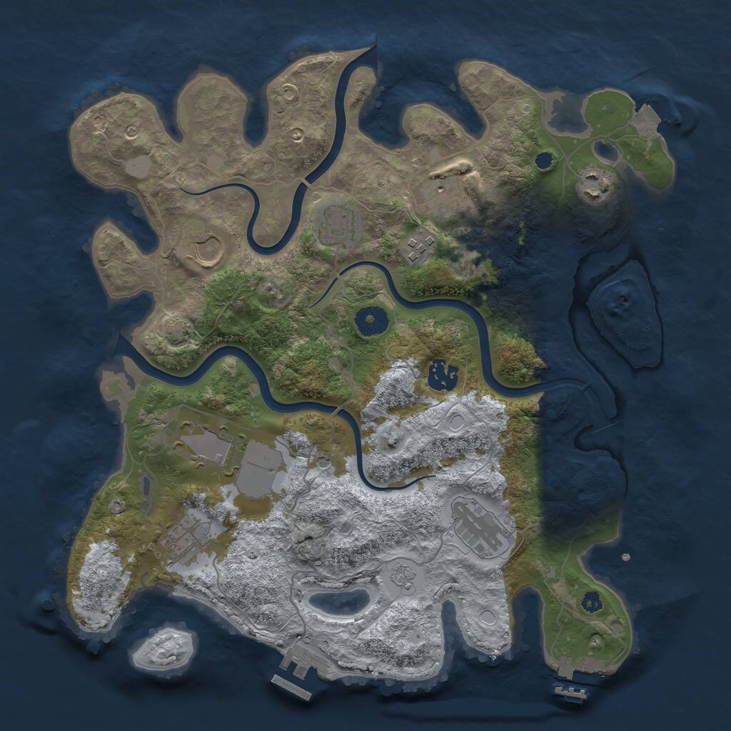 Rust Map: Procedural Map, Size: 3500, Seed: 664390181, 15 Monuments