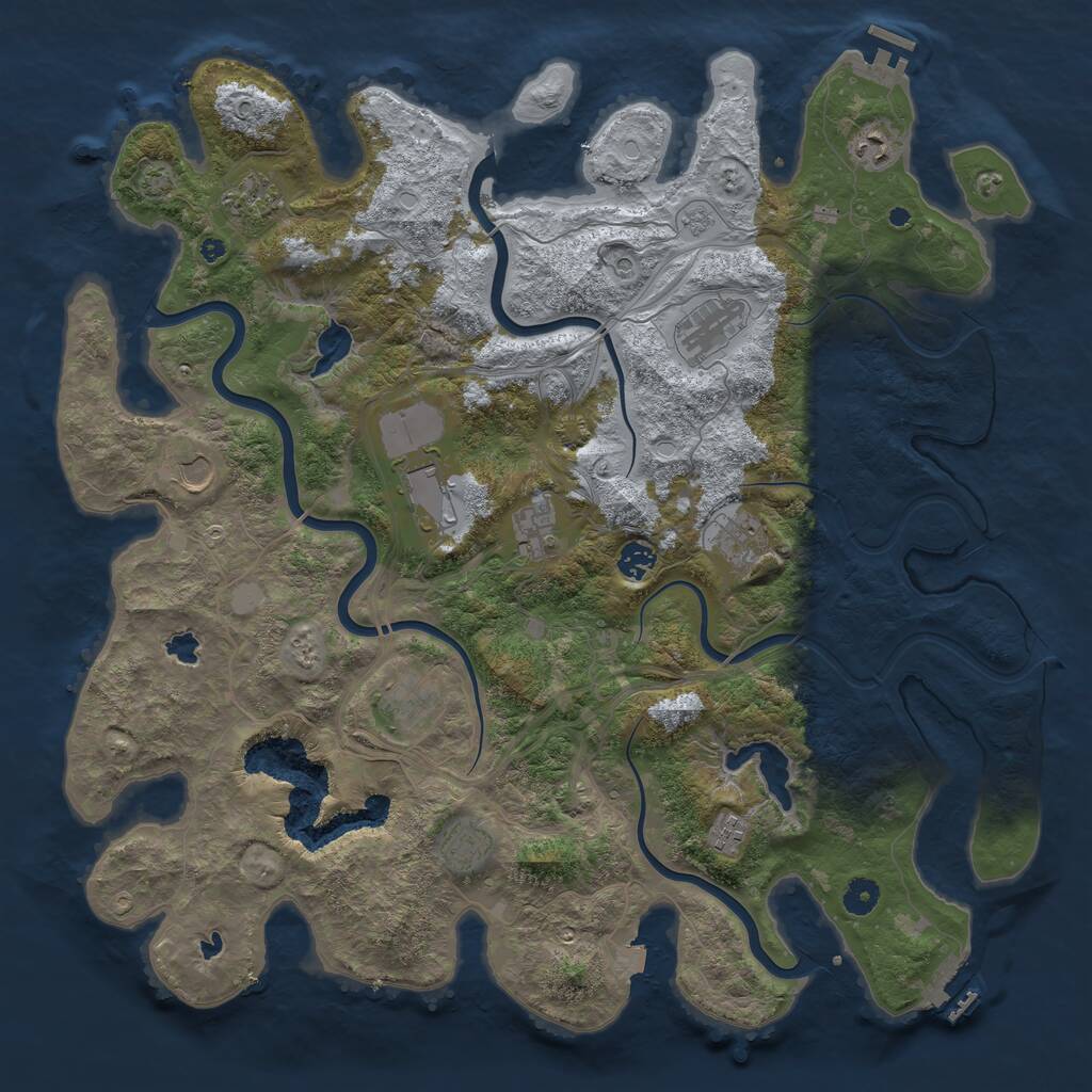 Rust Map: Procedural Map, Size: 4500, Seed: 570658613, 17 Monuments