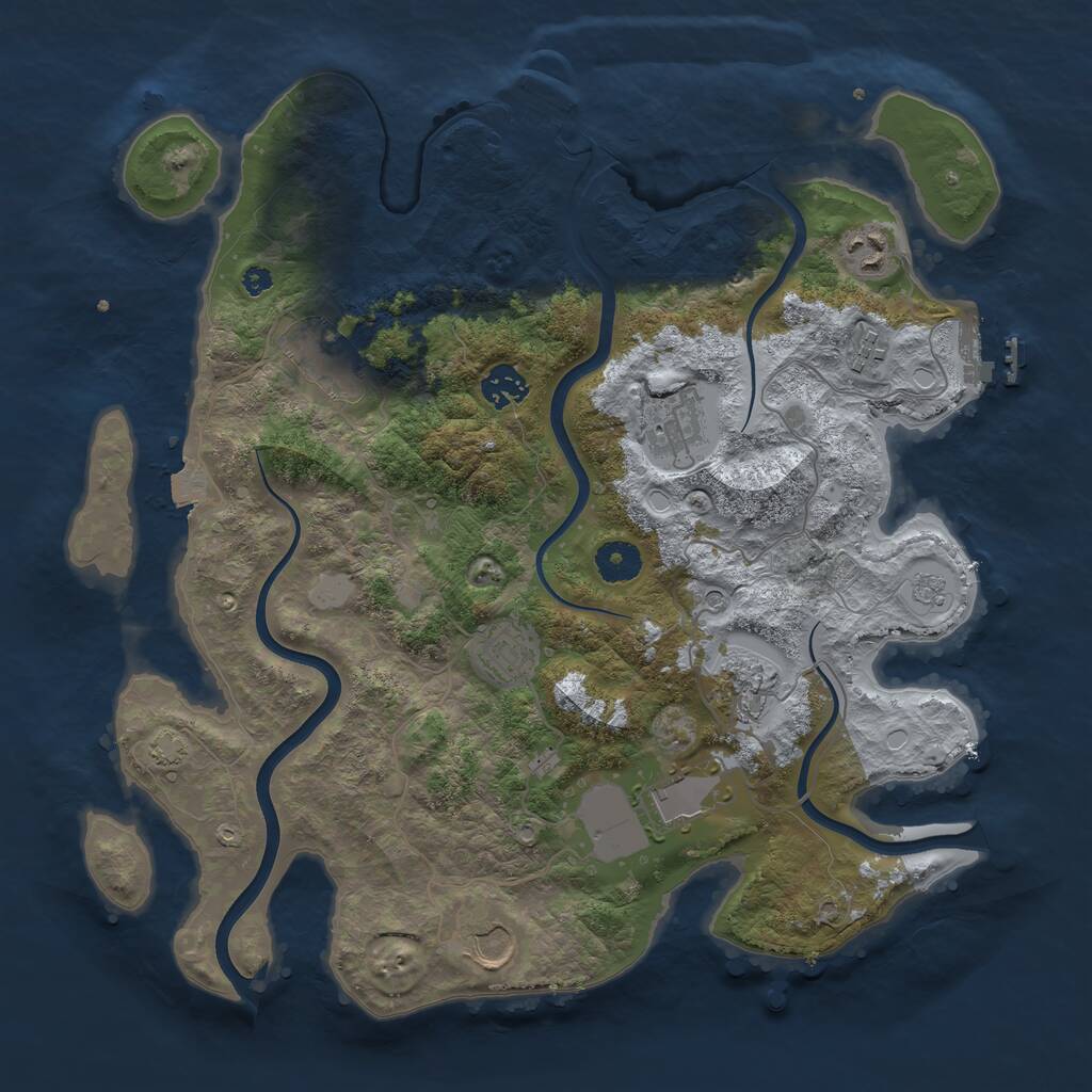 Rust Map: Procedural Map, Size: 3750, Seed: 1339418948, 15 Monuments