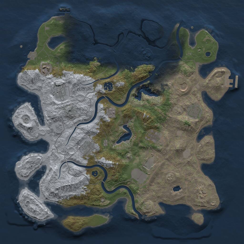Rust Map: Procedural Map, Size: 4000, Seed: 213261340, 16 Monuments