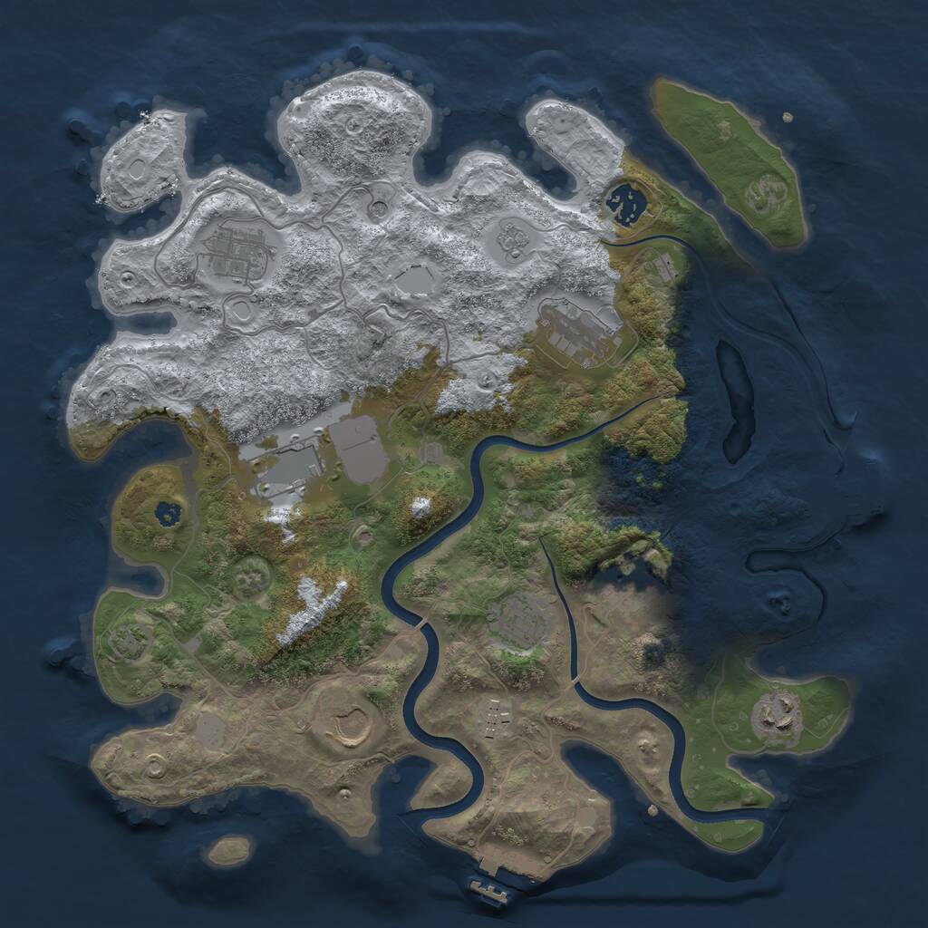 Rust Map: Procedural Map, Size: 3600, Seed: 384263099, 15 Monuments
