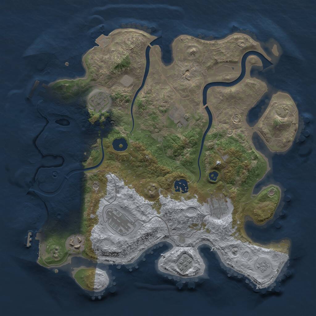Rust Map: Procedural Map, Size: 3300, Seed: 1860483949, 13 Monuments