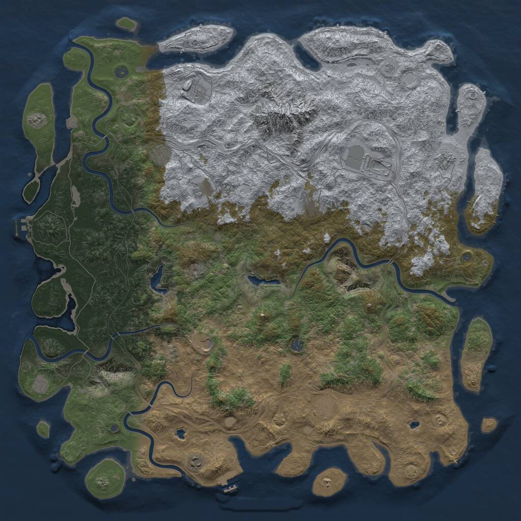Rust Map: Procedural Map, Size: 6000, Seed: 44239214, 19 Monuments