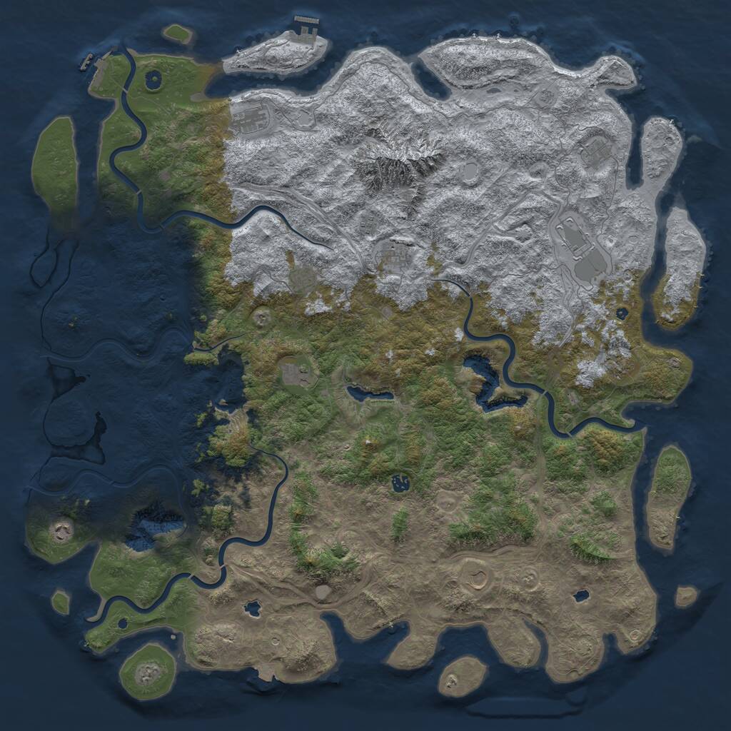 Rust Map: Procedural Map, Size: 6000, Seed: 44239214, 17 Monuments