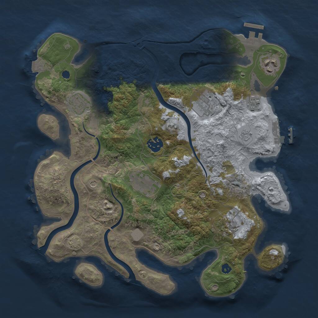 Rust Map: Procedural Map, Size: 3200, Seed: 1025374263, 13 Monuments