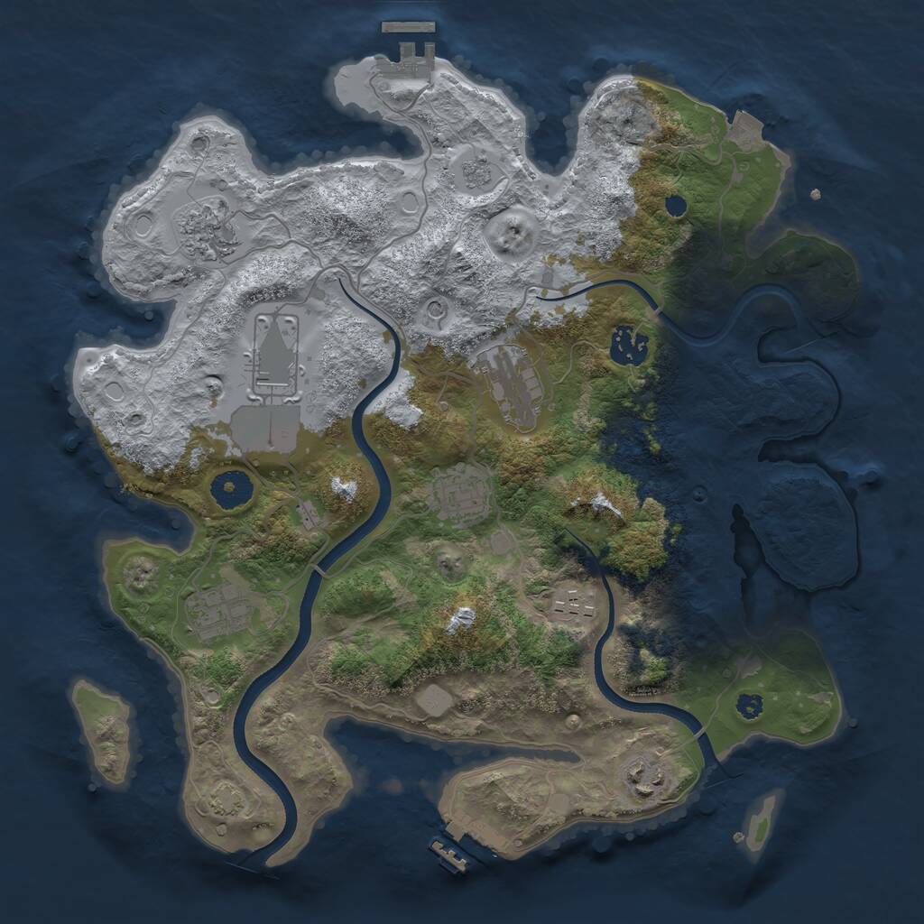 Rust Map: Procedural Map, Size: 3500, Seed: 552853390, 14 Monuments