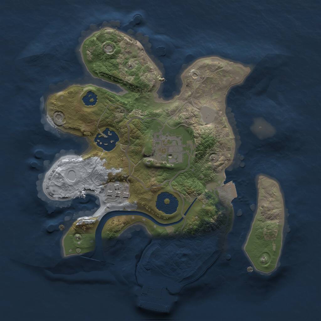 Rust Map: Procedural Map, Size: 2200, Seed: 1877052518, 5 Monuments