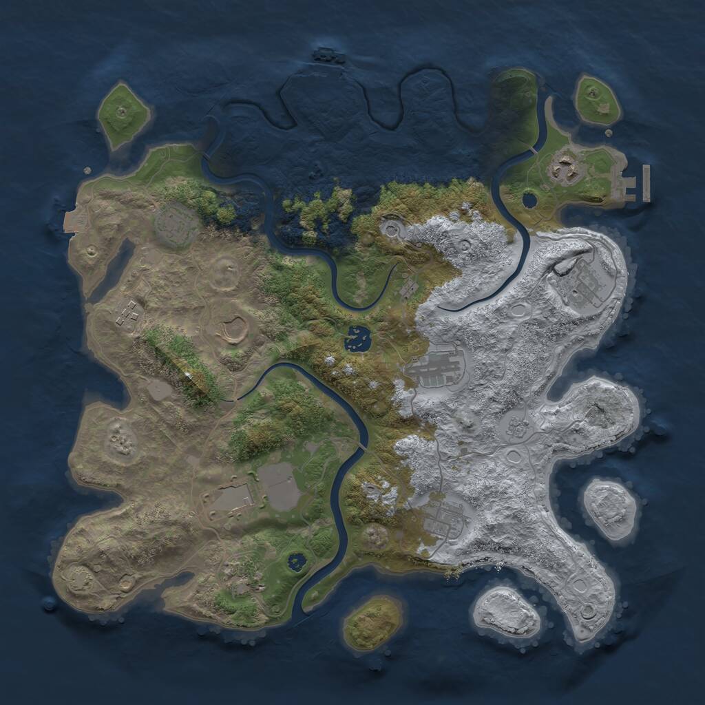 Rust Map: Procedural Map, Size: 3850, Seed: 896479418, 16 Monuments