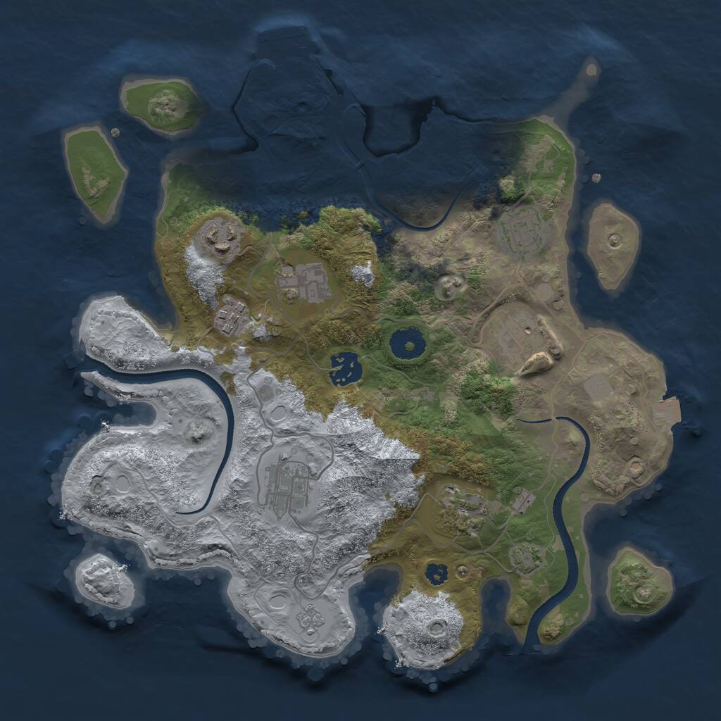 Rust Map: Procedural Map, Size: 3200, Seed: 1146783597, 12 Monuments