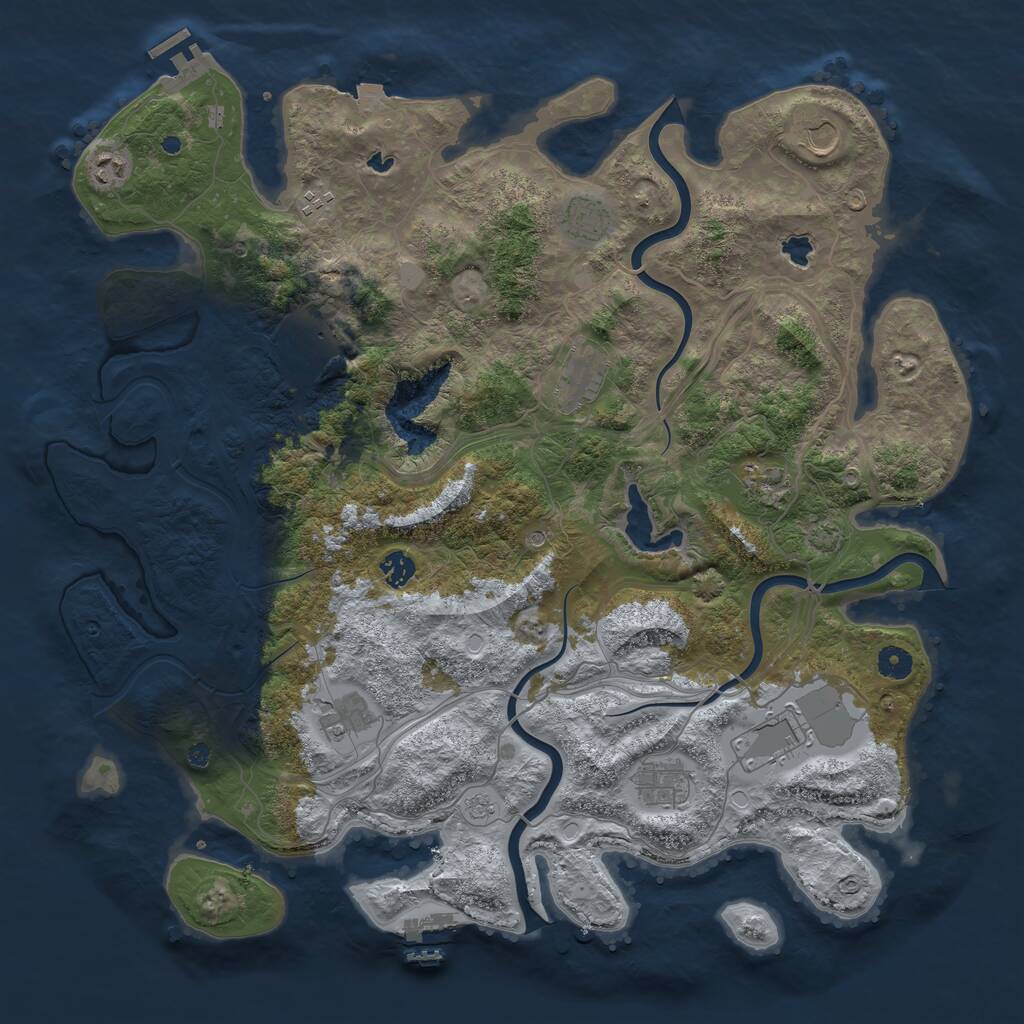 Rust Map: Procedural Map, Size: 4500, Seed: 465529, 17 Monuments