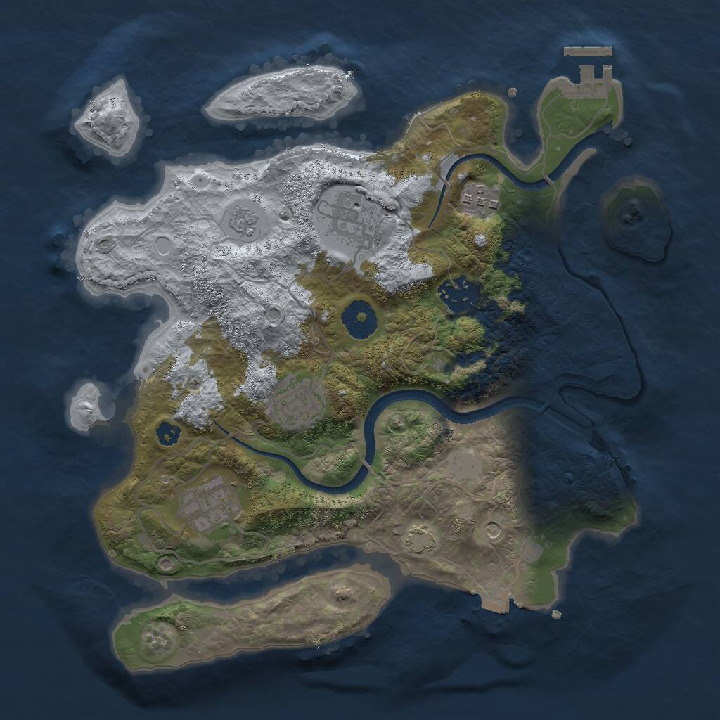 Rust Map: Procedural Map, Size: 3000, Seed: 456436527, 10 Monuments