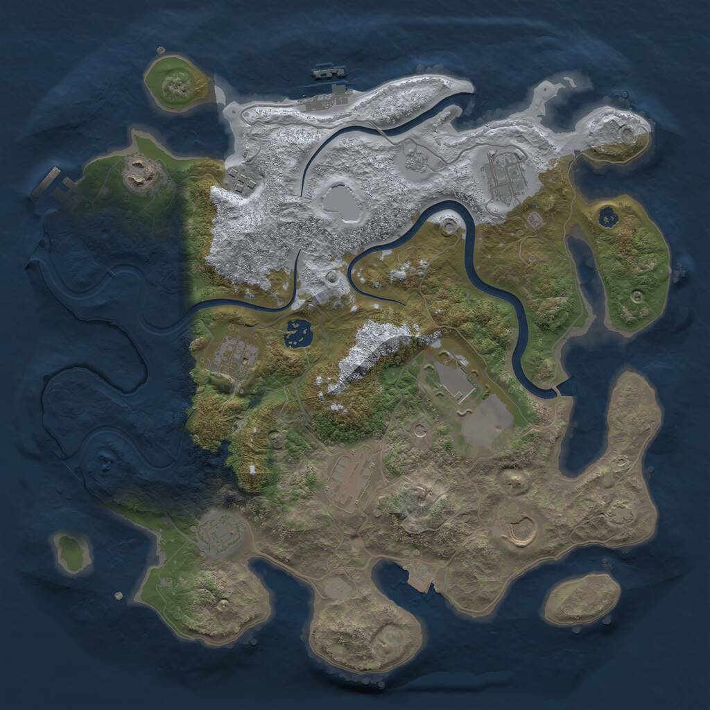 Rust Map: Procedural Map, Size: 3600, Seed: 125543, 15 Monuments