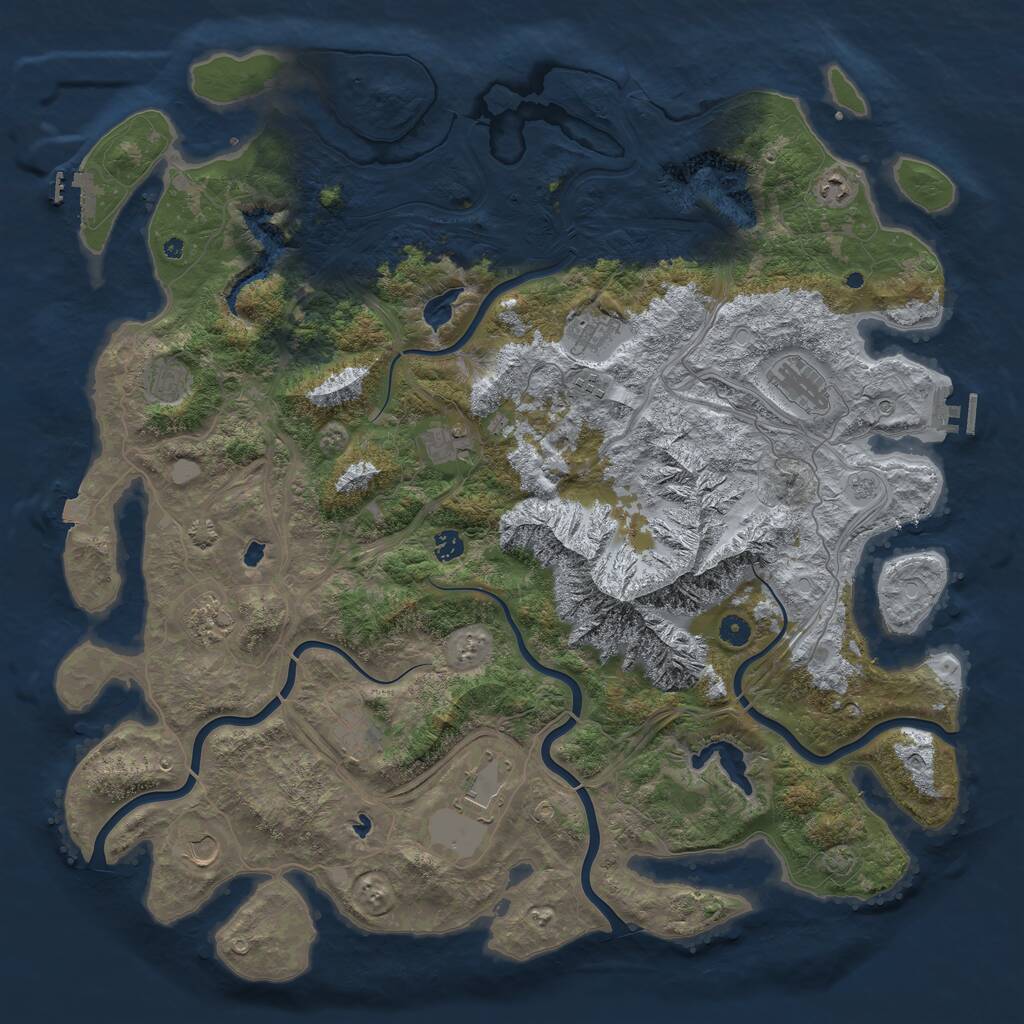 Rust Map: Procedural Map, Size: 5000, Seed: 324556, 17 Monuments