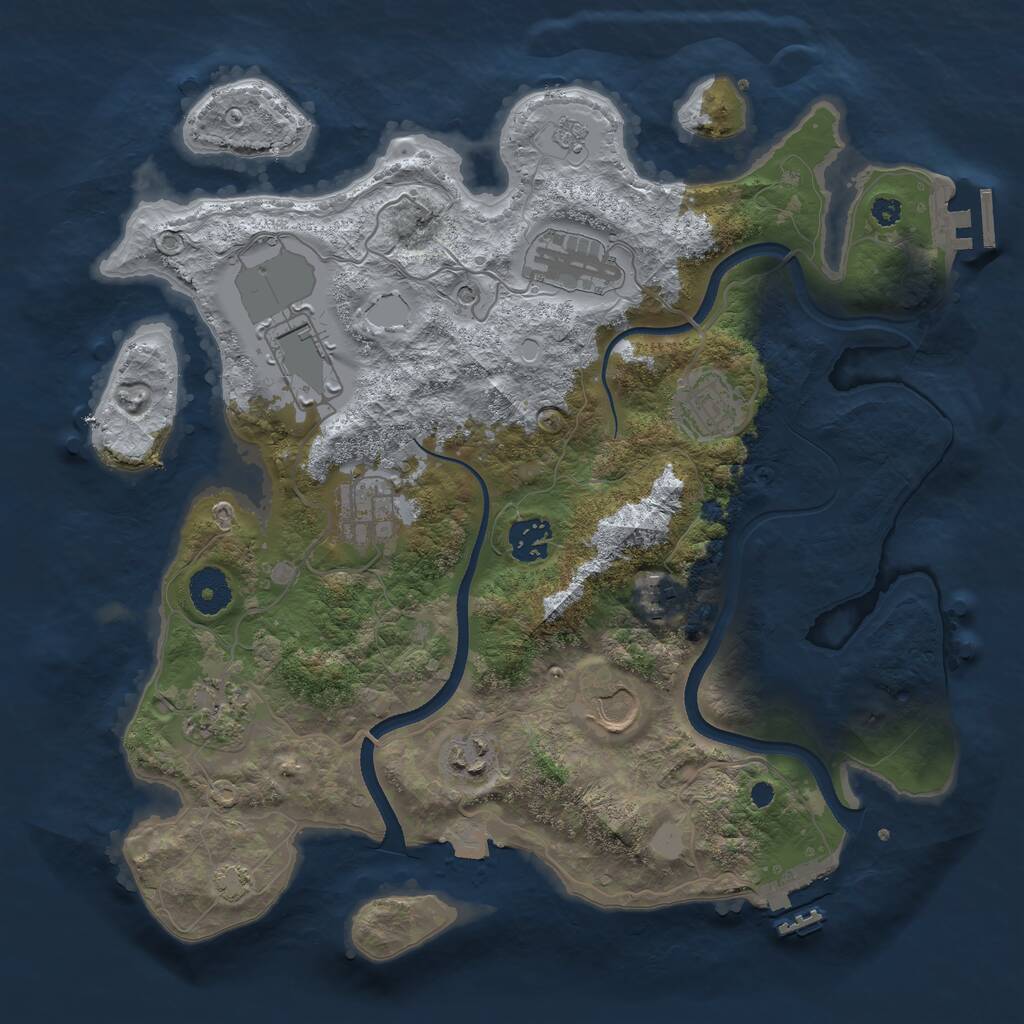 Rust Map: Procedural Map, Size: 3500, Seed: 4008525, 15 Monuments