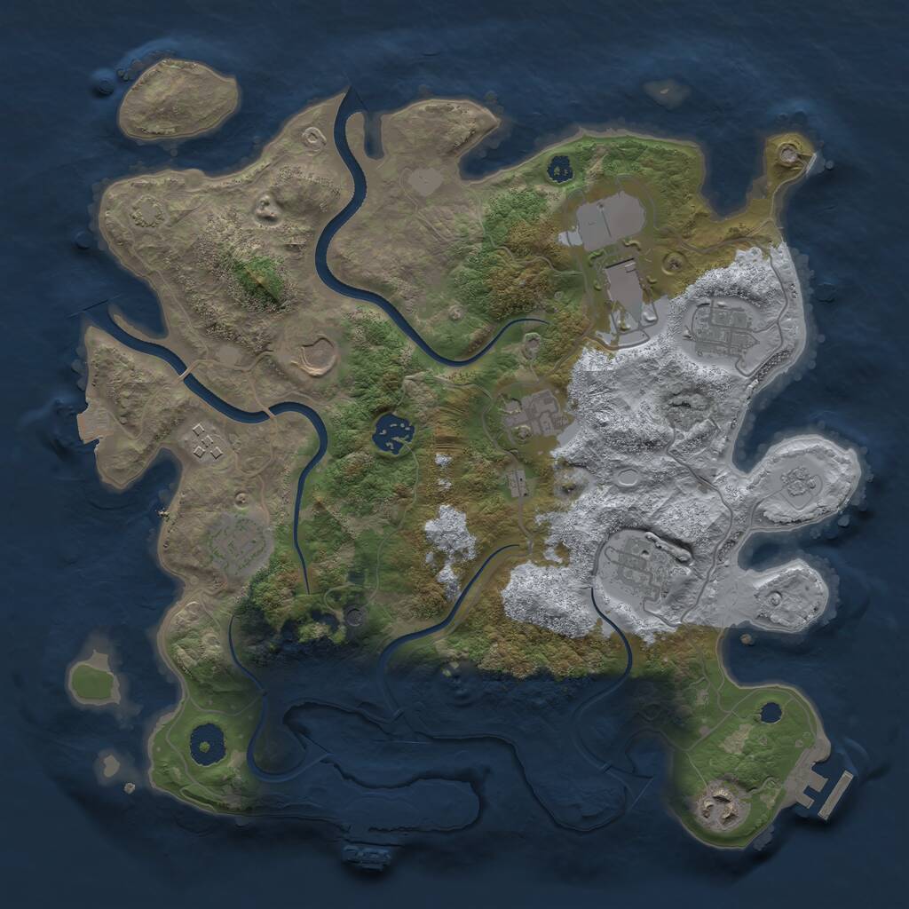 Rust Map: Procedural Map, Size: 3500, Seed: 1826218487, 15 Monuments