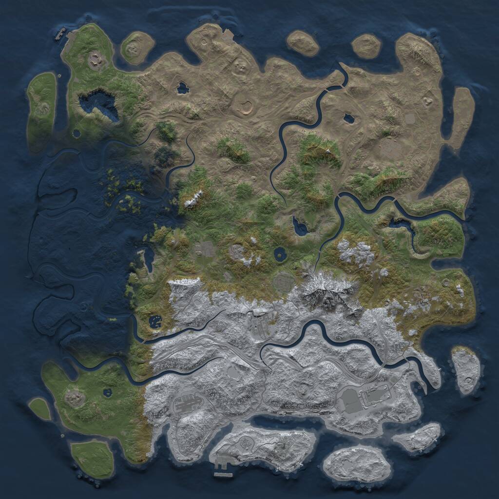 Rust Map: Procedural Map, Size: 5500, Seed: 270203985, 17 Monuments