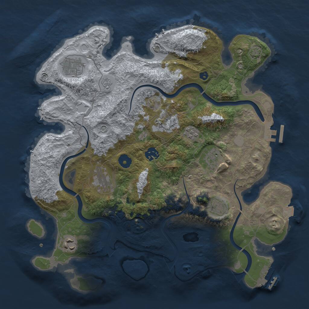 Rust Map: Procedural Map, Size: 3500, Seed: 1221869838, 14 Monuments