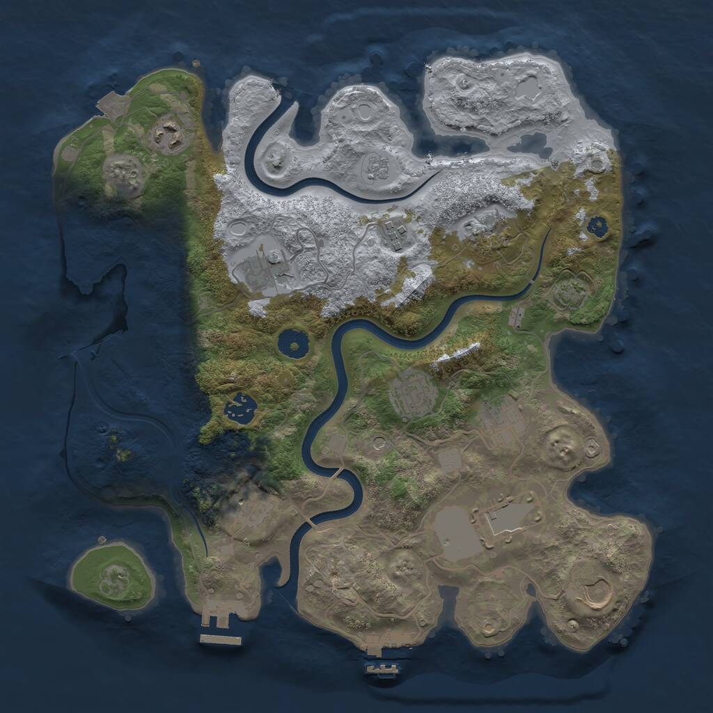 Rust Map: Procedural Map, Size: 3500, Seed: 83636540, 16 Monuments