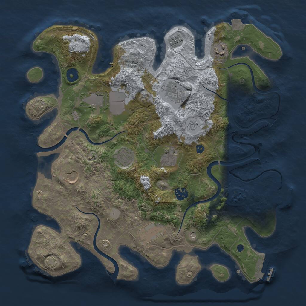 Rust Map: Procedural Map, Size: 3500, Seed: 383256331, 15 Monuments