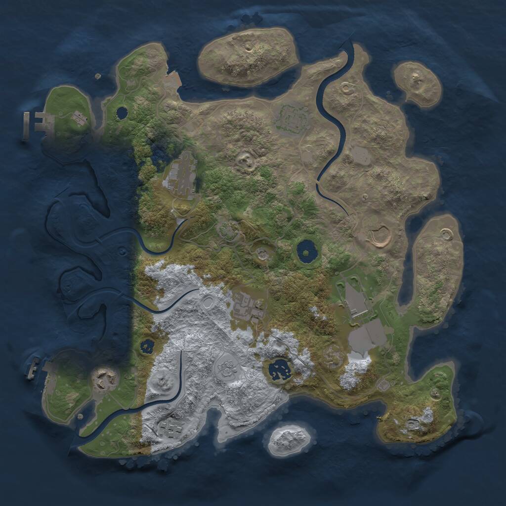 Rust Map: Procedural Map, Size: 3500, Seed: 1739404291, 14 Monuments