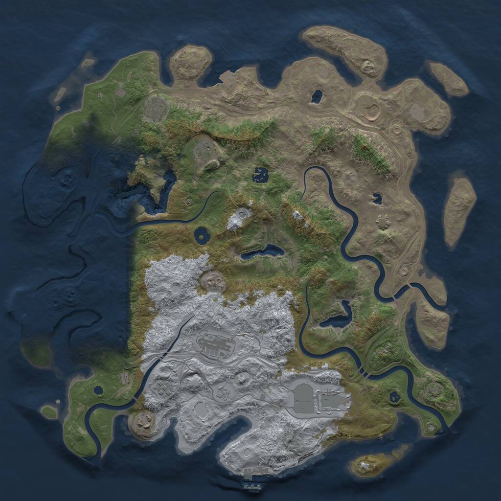 Rust Map: Procedural Map, Size: 4500, Seed: 4380, 14 Monuments