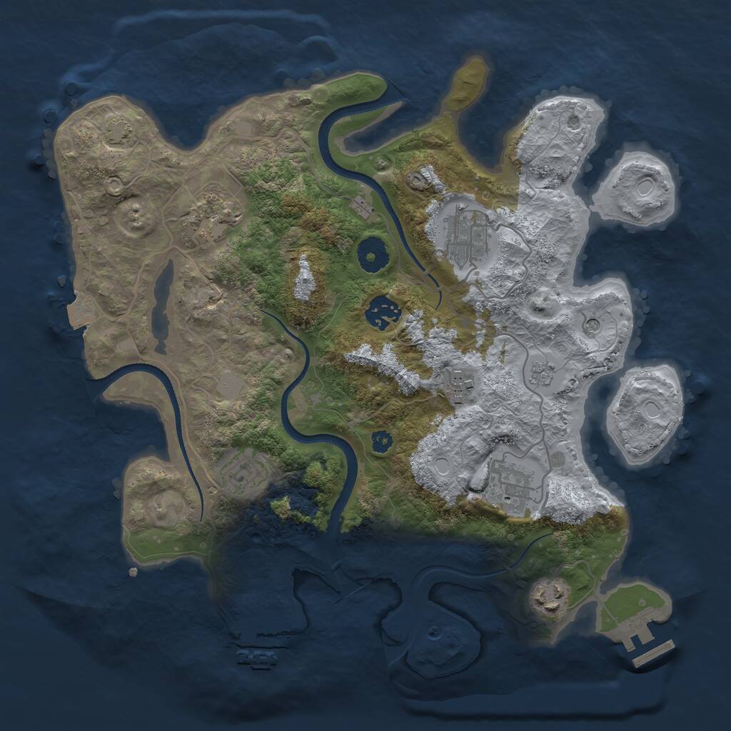 Rust Map: Procedural Map, Size: 3300, Seed: 1254193826, 13 Monuments