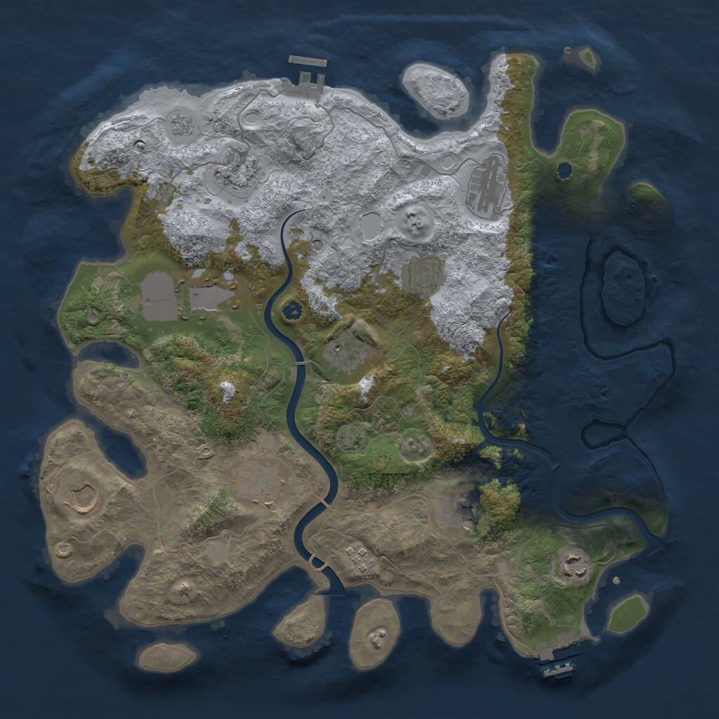 Rust Map: Procedural Map, Size: 3800, Seed: 24726, 16 Monuments