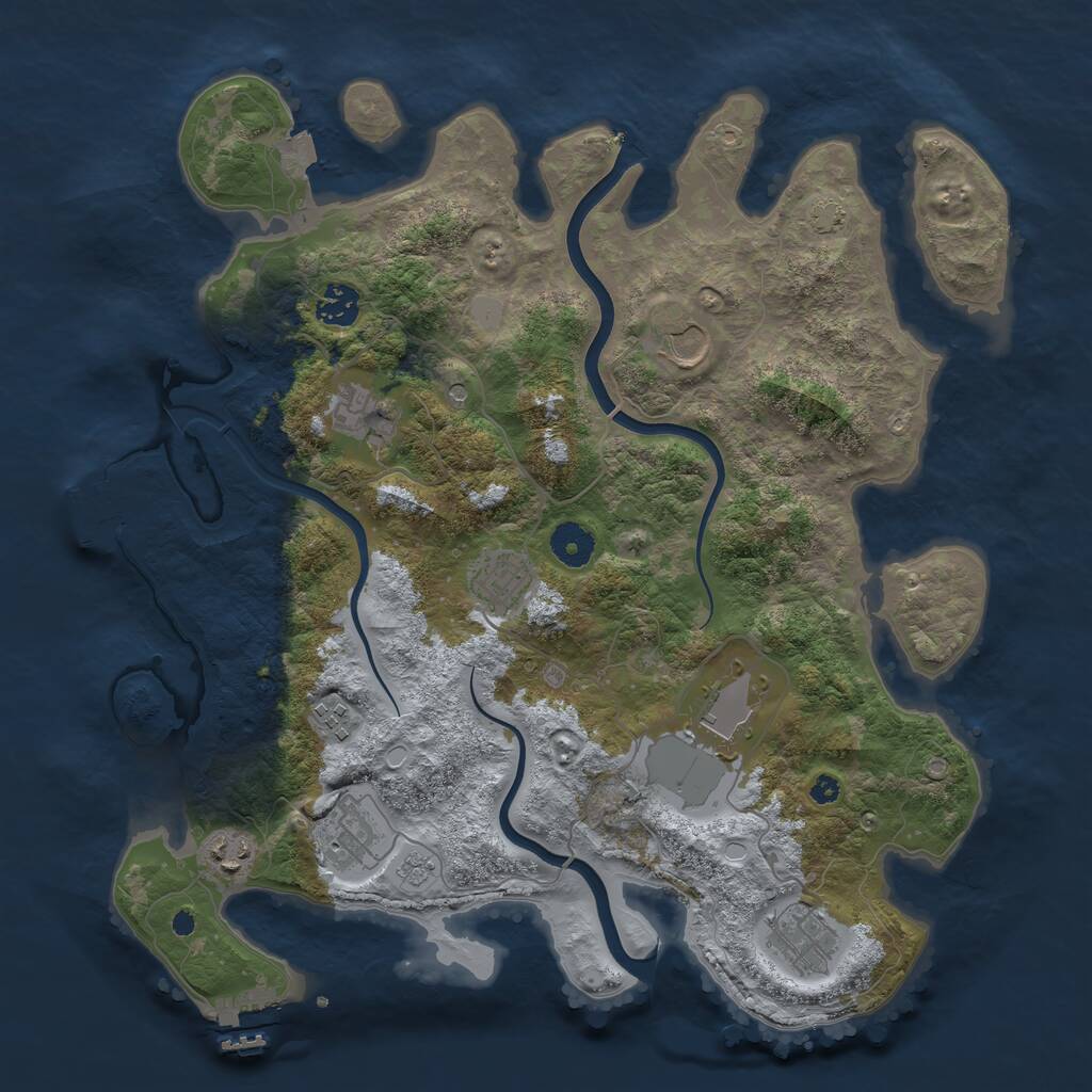 Rust Map: Procedural Map, Size: 3800, Seed: 2068720740, 15 Monuments
