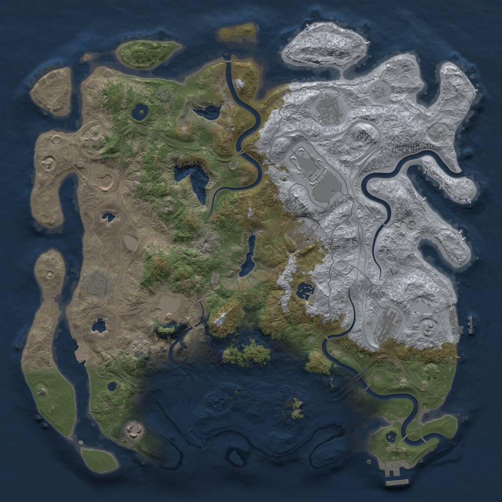 Rust Map: Procedural Map, Size: 4500, Seed: 12757, 16 Monuments