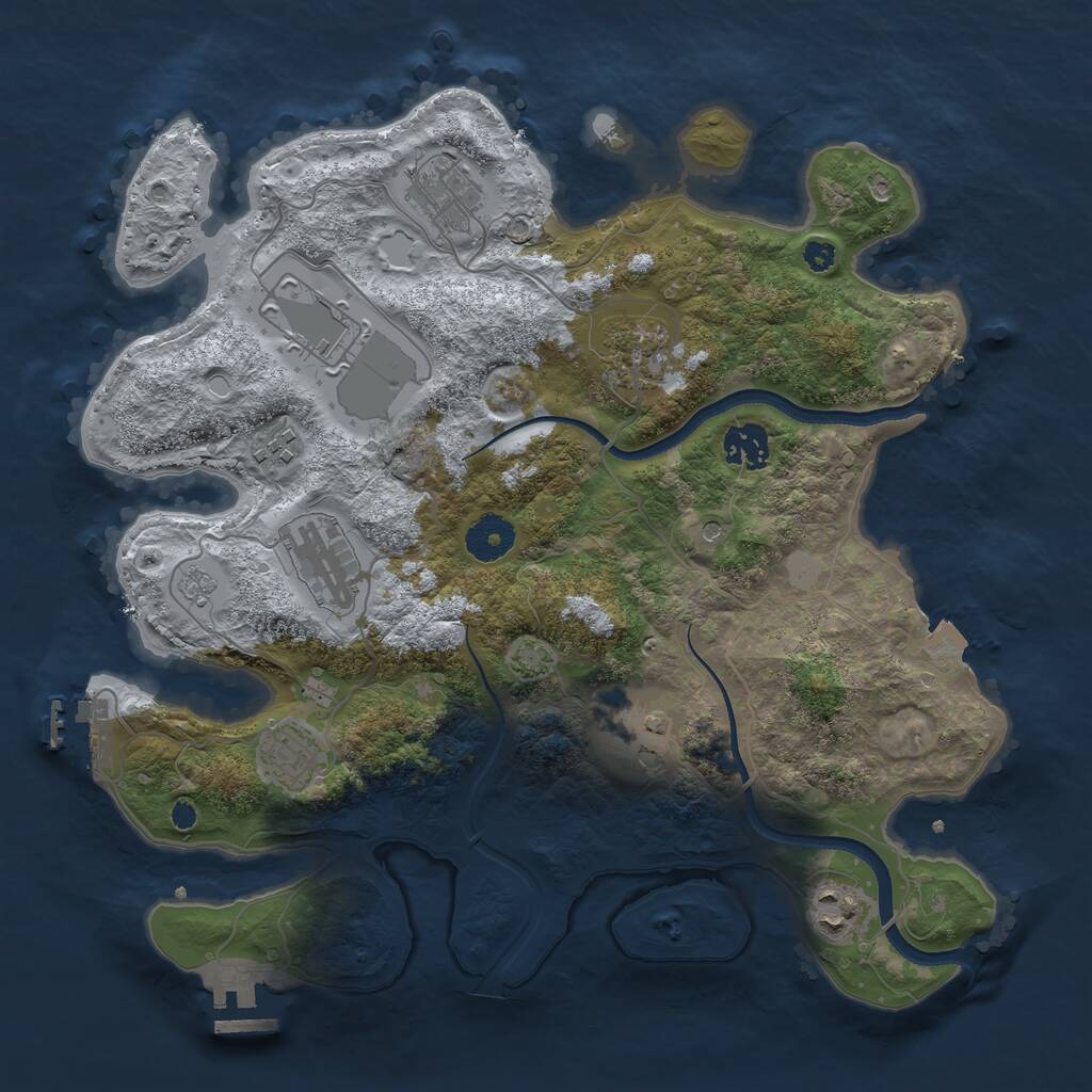 Rust Map: Procedural Map, Size: 3500, Seed: 2007721609, 15 Monuments