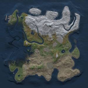 Thumbnail Rust Map: Procedural Map, Size: 3500, Seed: 657585624, 14 Monuments