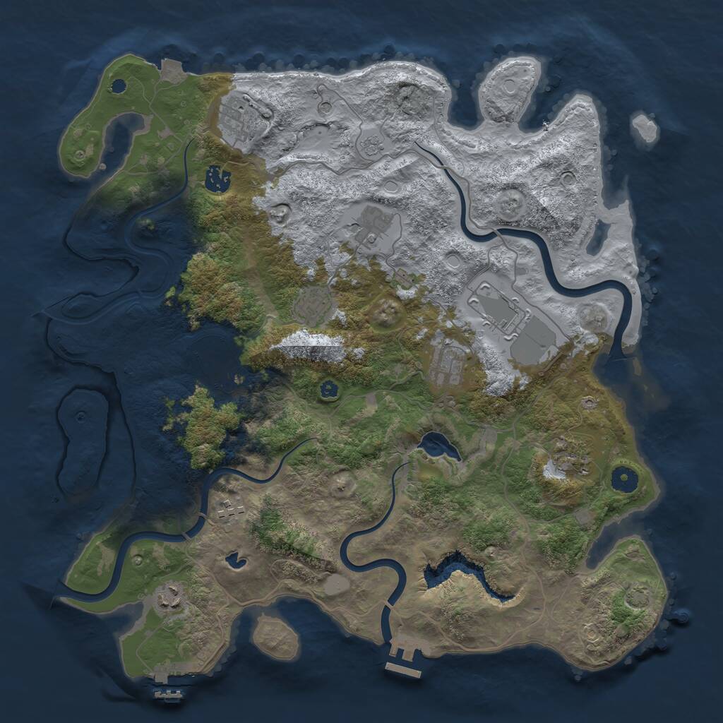 Rust Map: Procedural Map, Size: 4050, Seed: 2007973079, 16 Monuments