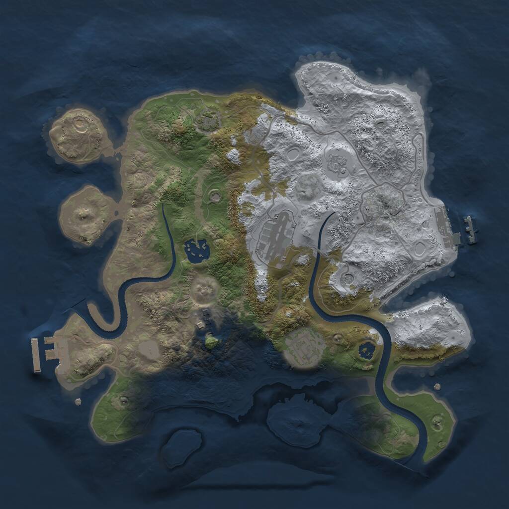 Rust Map: Procedural Map, Size: 3000, Seed: 407919121, 10 Monuments