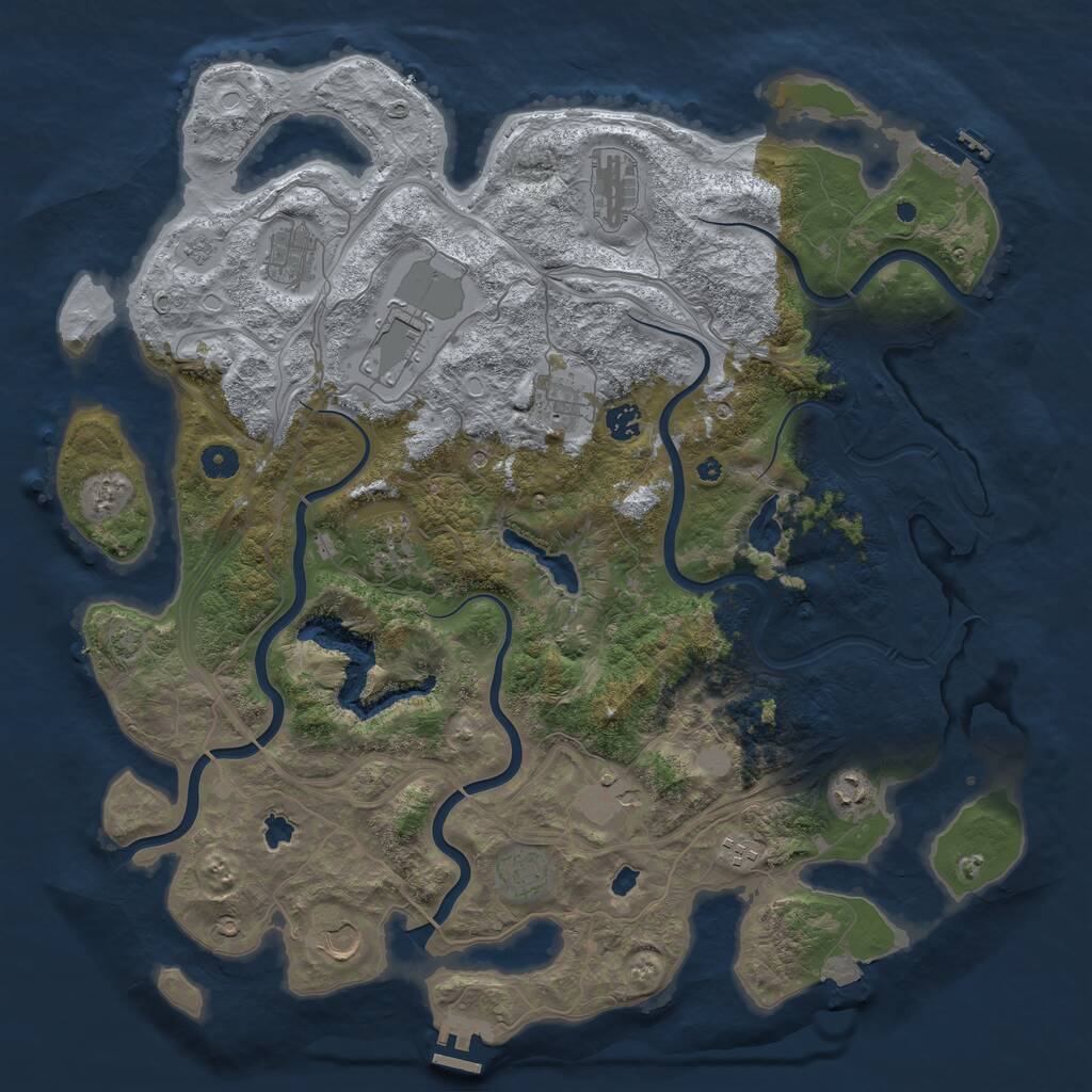 Rust Map: Procedural Map, Size: 4500, Seed: 602829141, 17 Monuments
